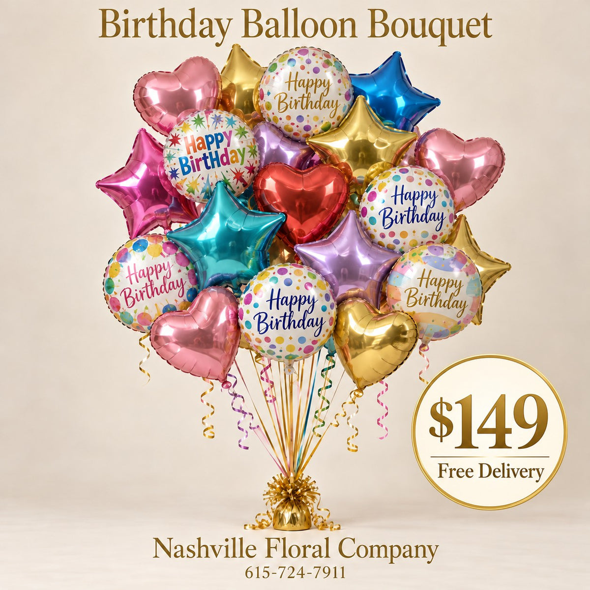 Birthday Balloon Bouquet — $149 with Free Local Delivery