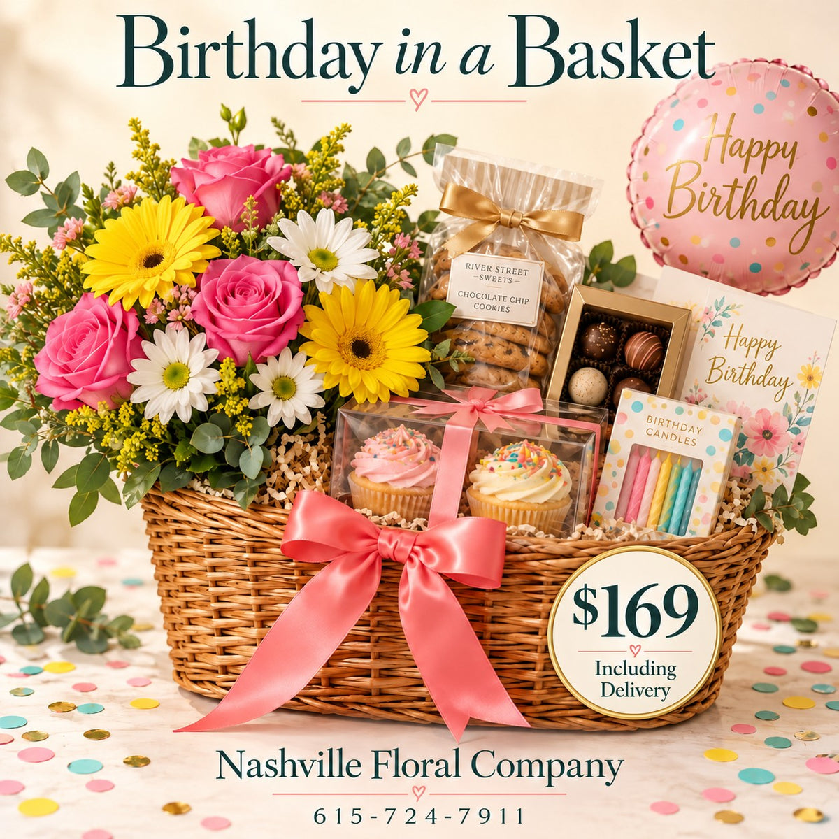 Birthday in a Basket — $169, Delivery Included